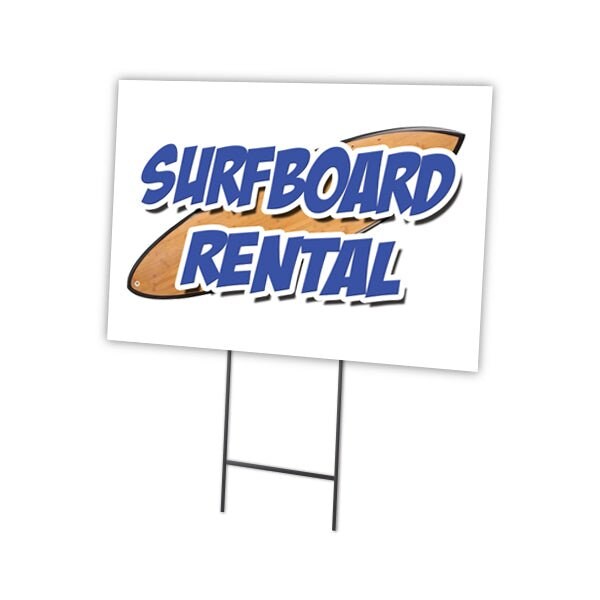 Surfboards Rental Yard Sign & Stake outdoor plastic coroplast window, C-1824 Surfboards Rental